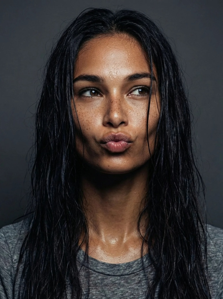 Carmen Cruzoe — wet-look portrait Carmen Cruzoe — wet-look portrait